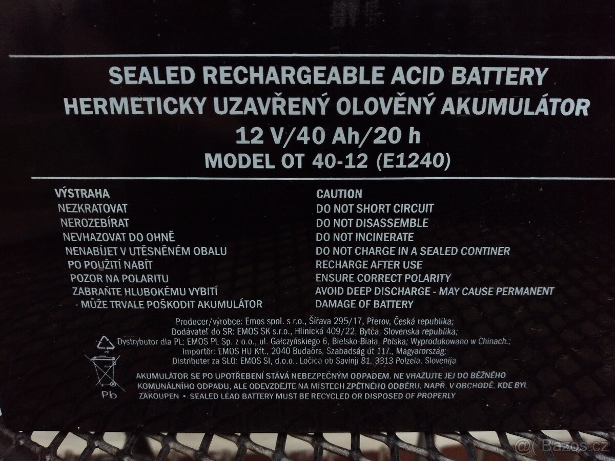 prodám 2 ks akumulátorů pro invalidní vozík
