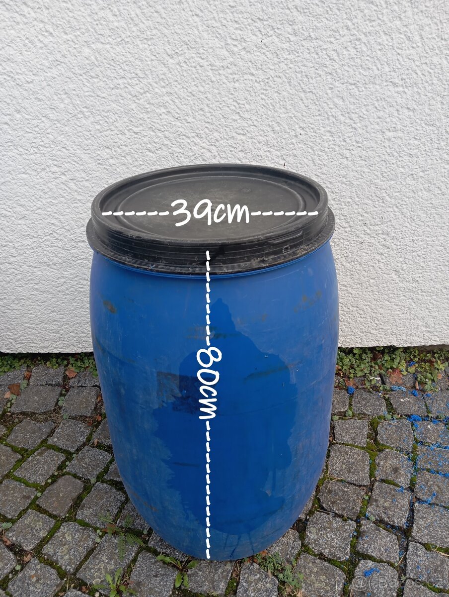 Prodám sud modrý 120 l s víkem