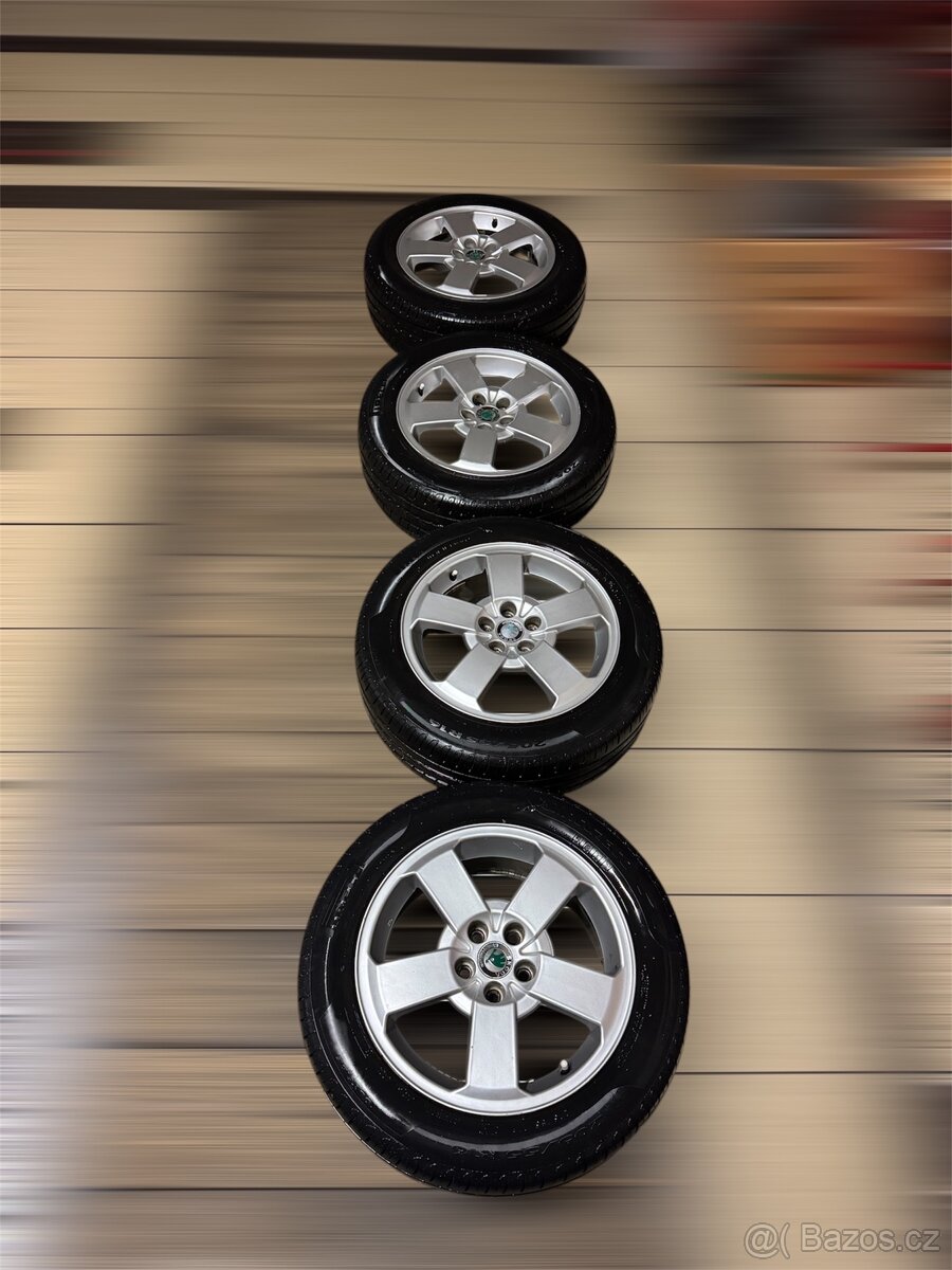Škoda Octavia 1,alu 5x100, 6,5x16,ET 42,s Pirelli 205/55/ 16