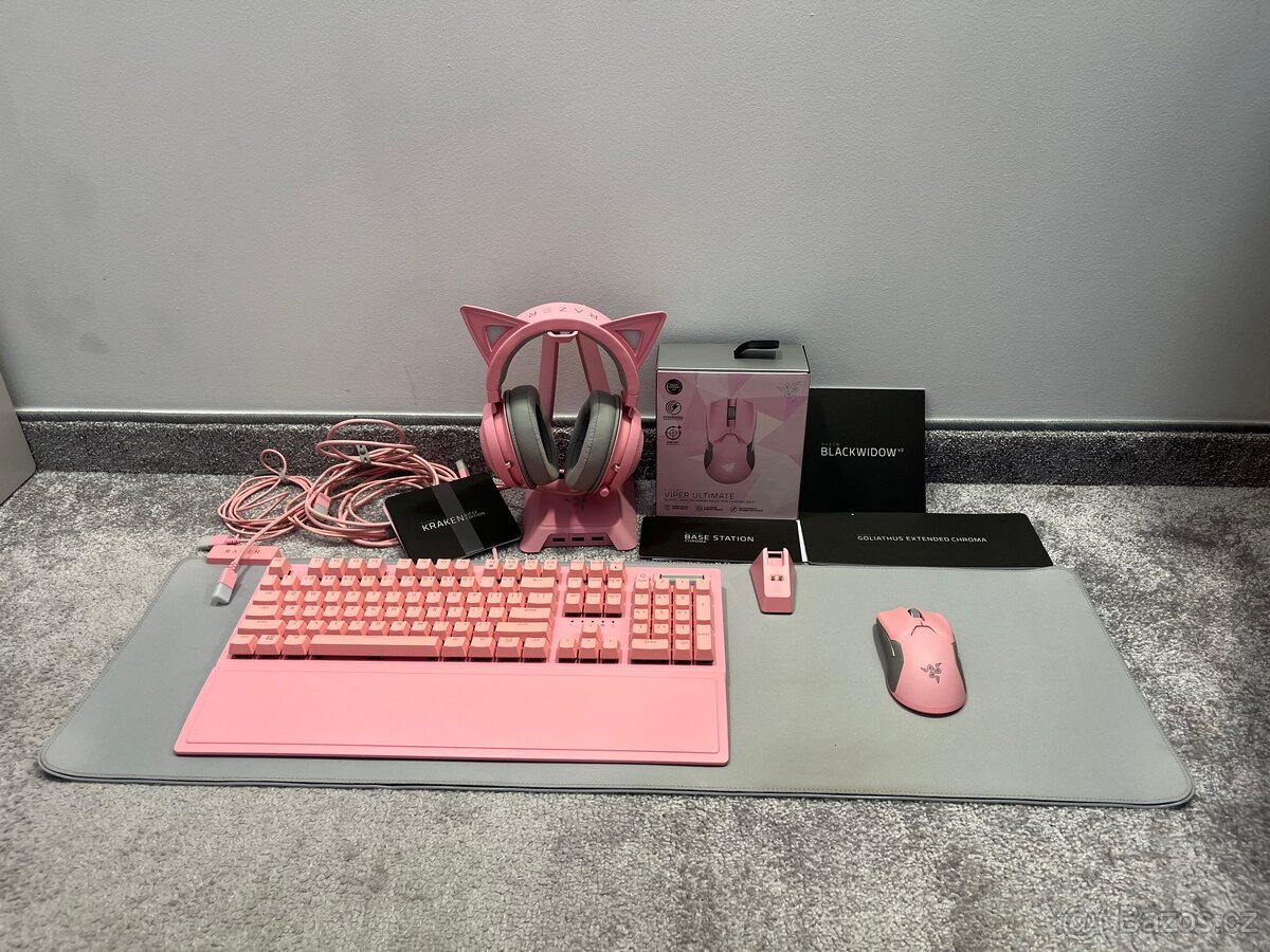 Razer Quartz set – klávesnice, myš, sluchátka a podložka