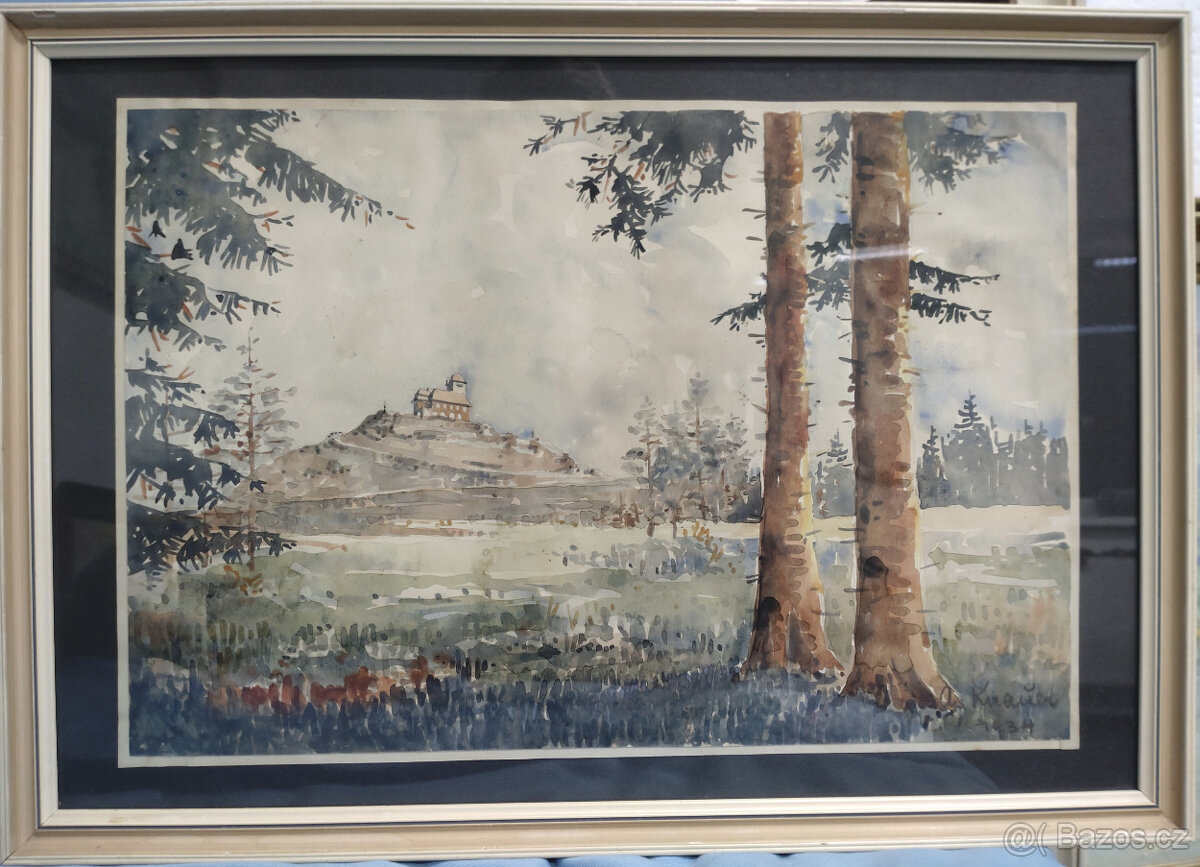 Akvarel Ještěd 1934