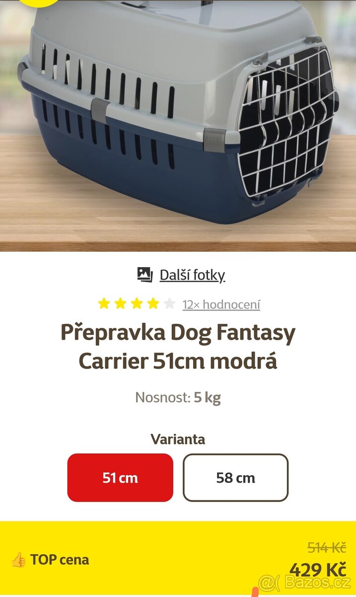 Přepravka pro kočku.
