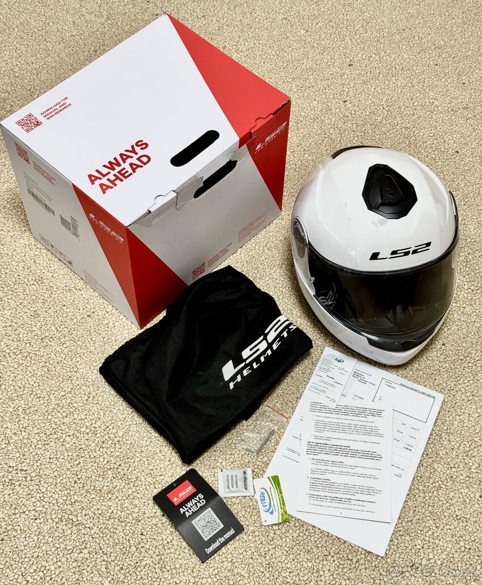 Vyklápěcí přilba LS2 Strobe II bílá lesklá, dámská M, záruka