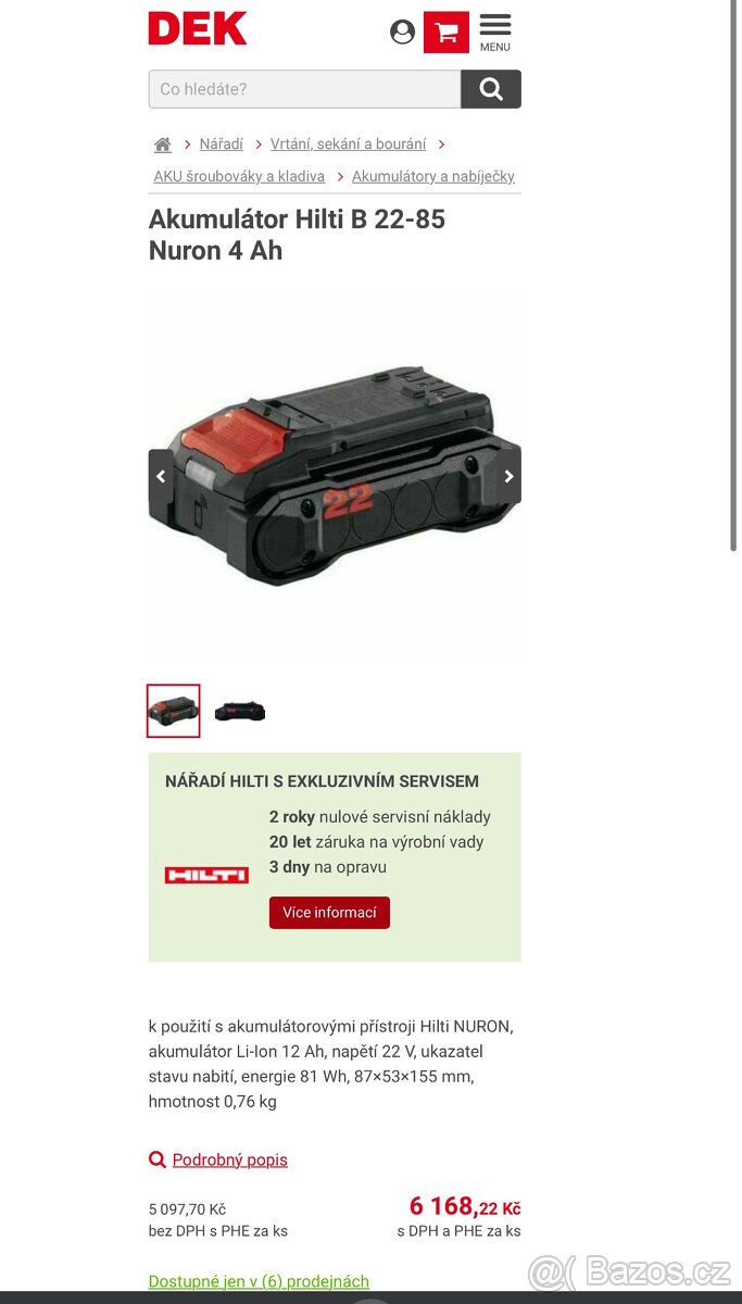 Baterie Hilti B22-85 Nuron, 4.0Ah