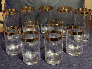 Sada skleniček se zlatým proužkem 2 velikosti