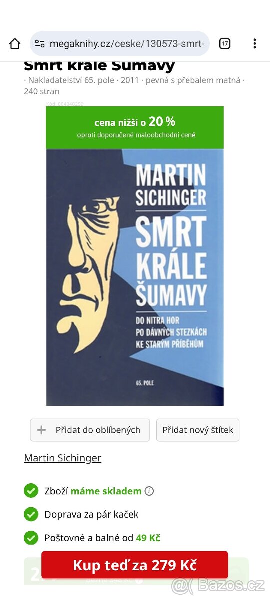 Martin Sichinger Smrt krále Šumavy nová... James Aitcheson