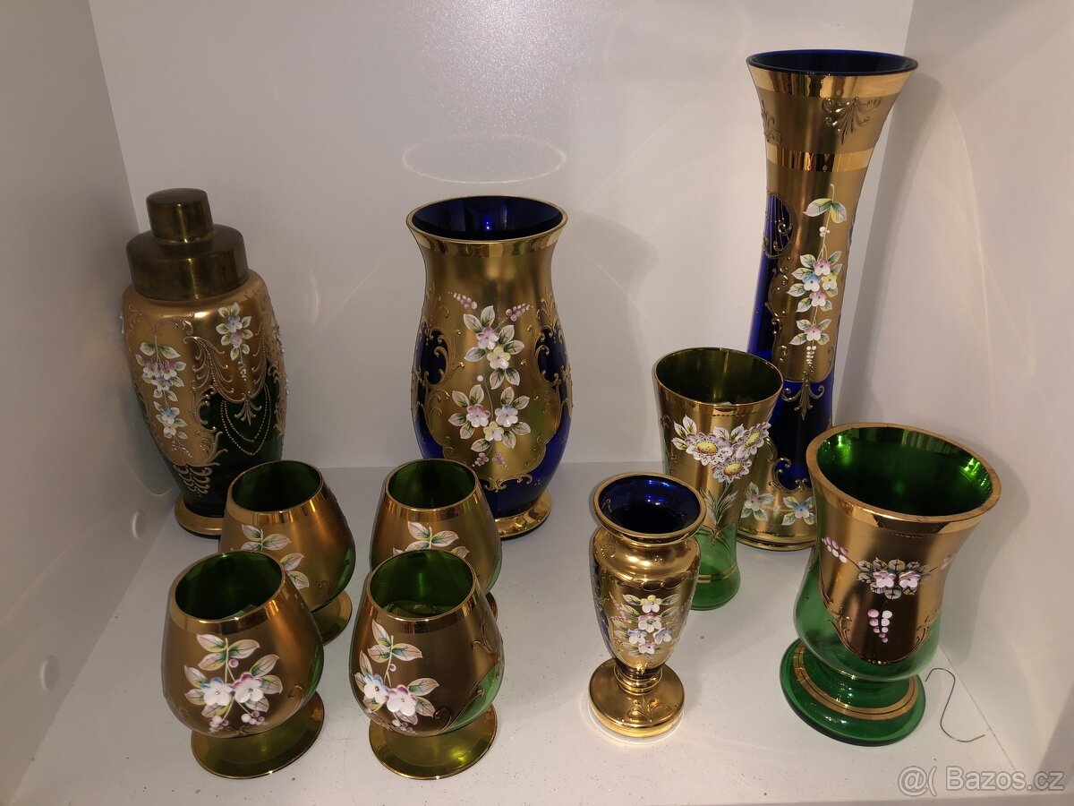 ZLACENÁ SADA VYSOKÝ SMALT BOHEMIA