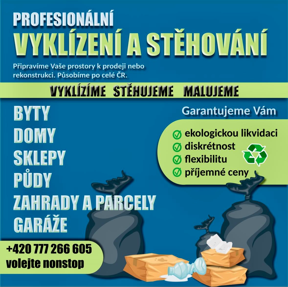 PROFESIONÁLNÍ STĚHOVÁNÍ, MALOVÁNÍ ,Vyklízení