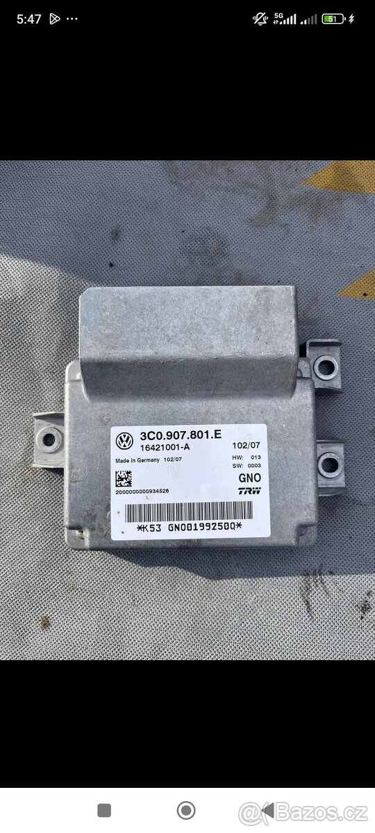 Prodám MODUL RUČNÍ BRZDY PASSAT B6 3C0907801E