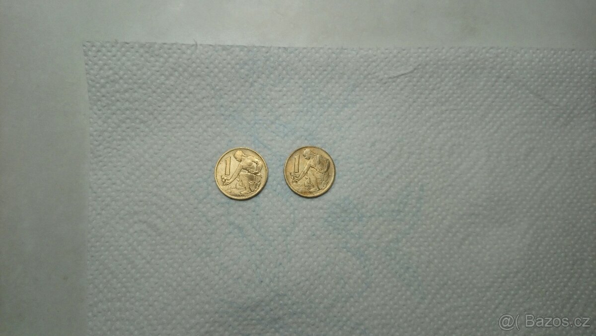 1 Kčs r. 1970, 2 mince UNC