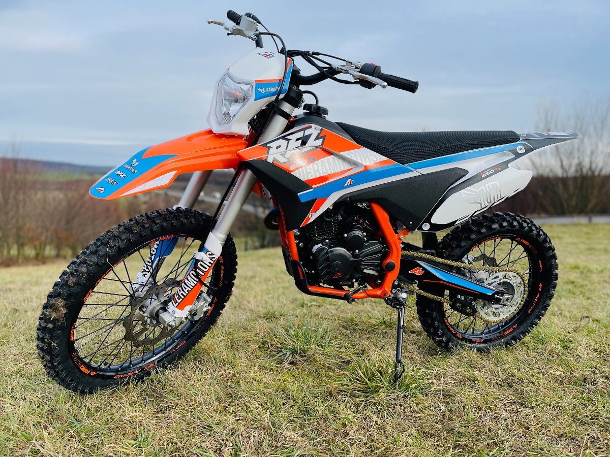 Pitbike Thunder 250ccm, kola 21/18, oranžová