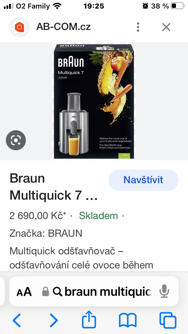 Prodám odšťavňovač BRAUN