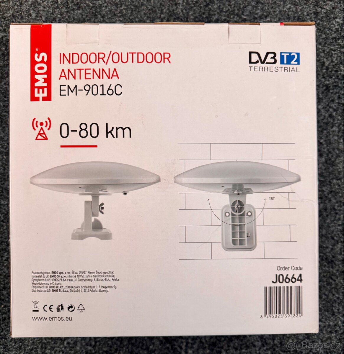 Anténa EMOS EM-9016C, 0–80 km DVB-T2