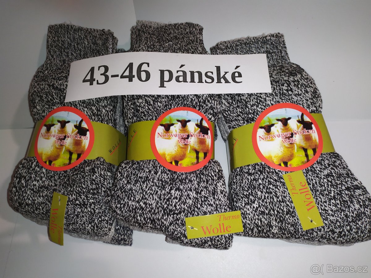 Ponožky ovčí vlna 43-46 pánské sada 9 párů