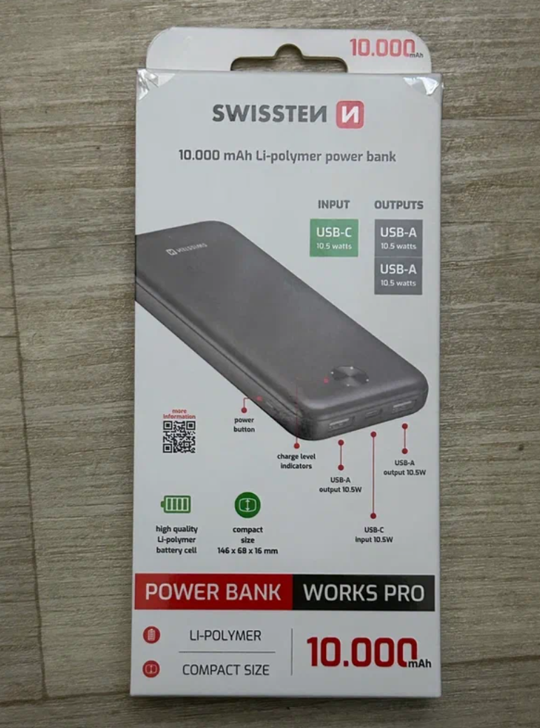 Power Bank SWISSTEN WORKS PRO 10.000 mAh