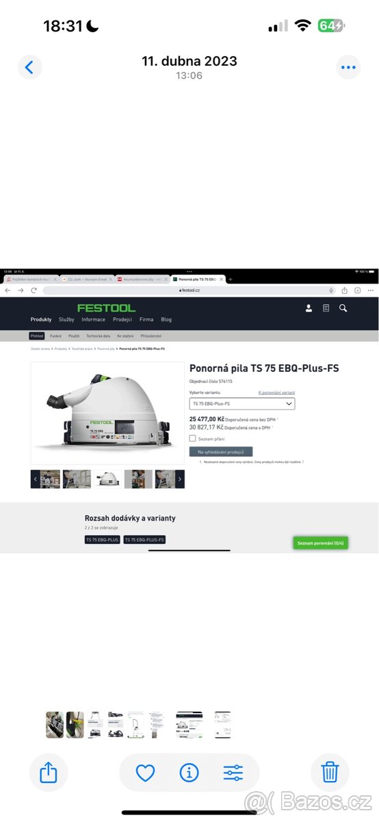 Festool ponorná pila - záruka Festool 10.4.2027
