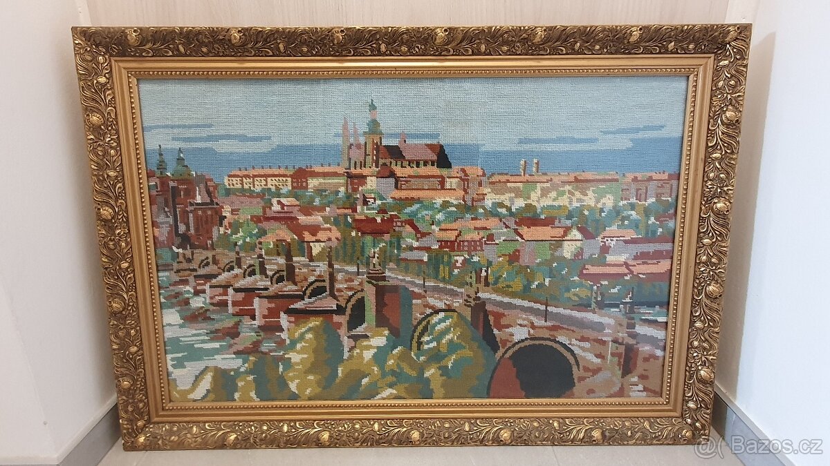 Ručně vyšívaný obraz Praha - Hradčany