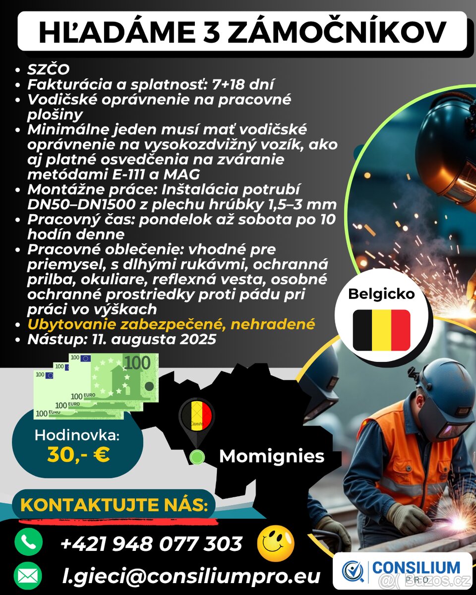 Hľadáme troch zámočníkov na prácu v Belgicku.