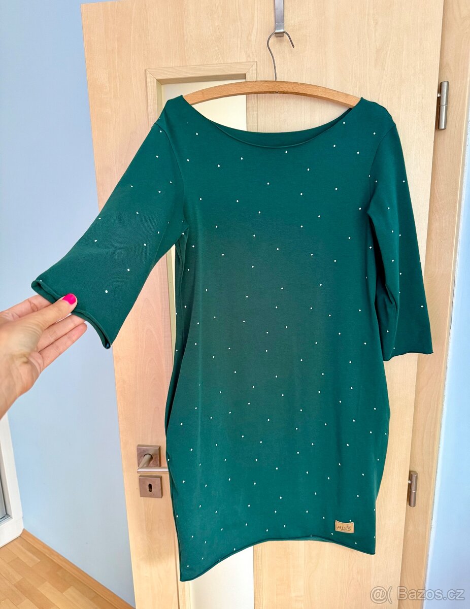 Dám. zelené bavlněné šaty, hand made, vel. S/M