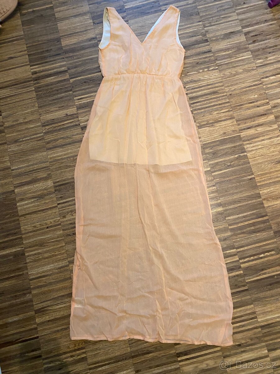 Dlouhé světle oranžové šaty vel.S