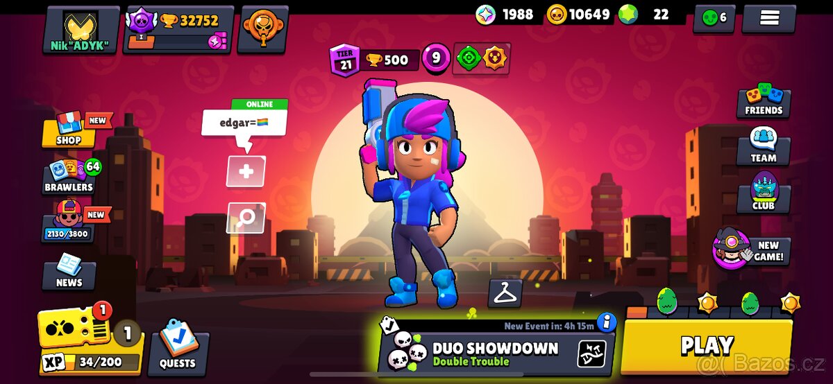 Brawl stars účet 74 brawlerů 32k trophies