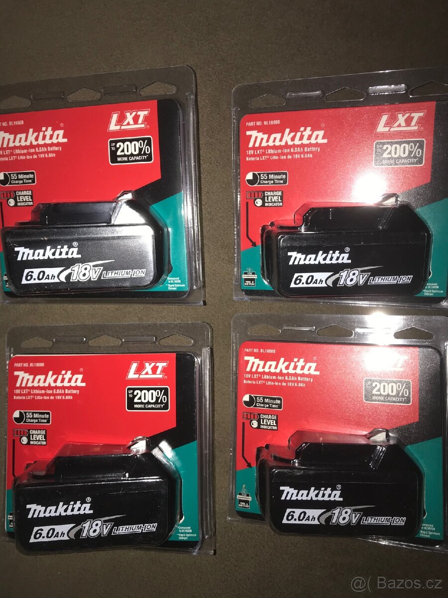Nové AKU baterie Makita BL1860B 18V 6Ah Li-ion