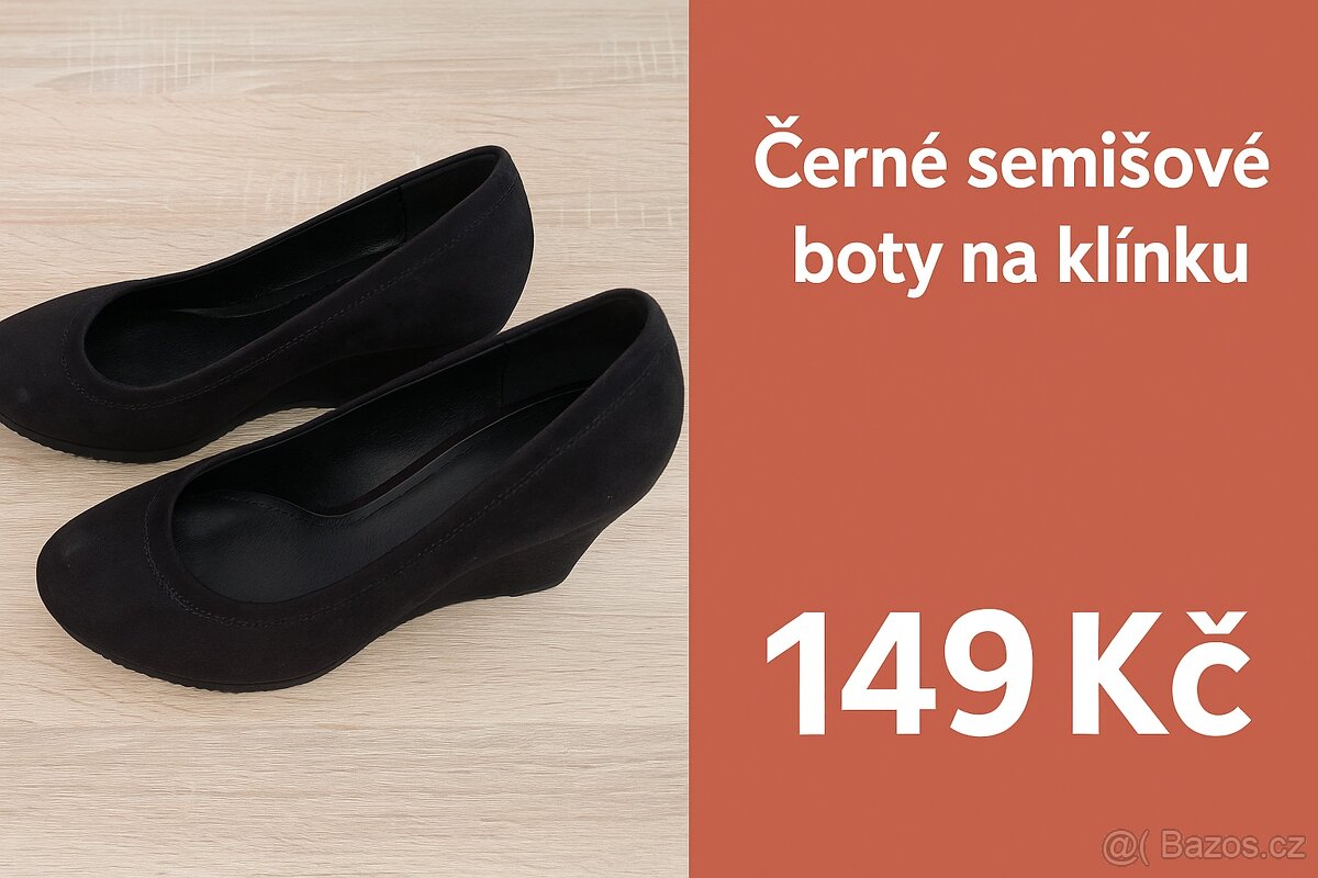 Dámské semišové lodičky na klínku – vel. 40 – málo nošené