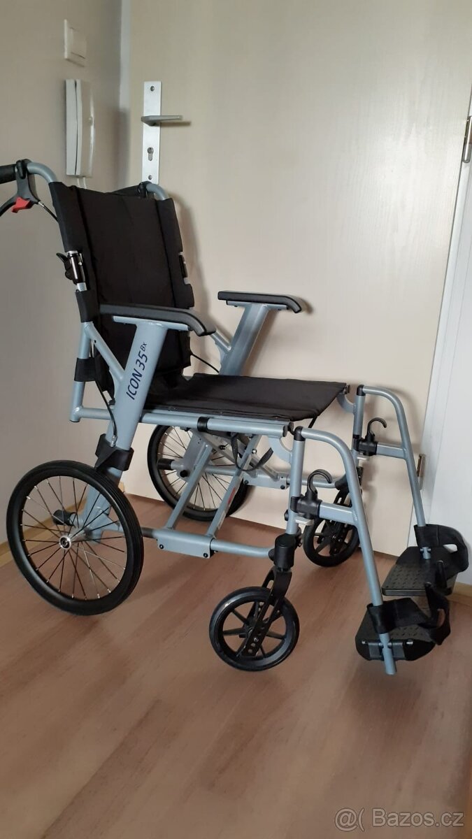 NOVÝ odlehčený transportní invalidní vozík ICON 35 BX