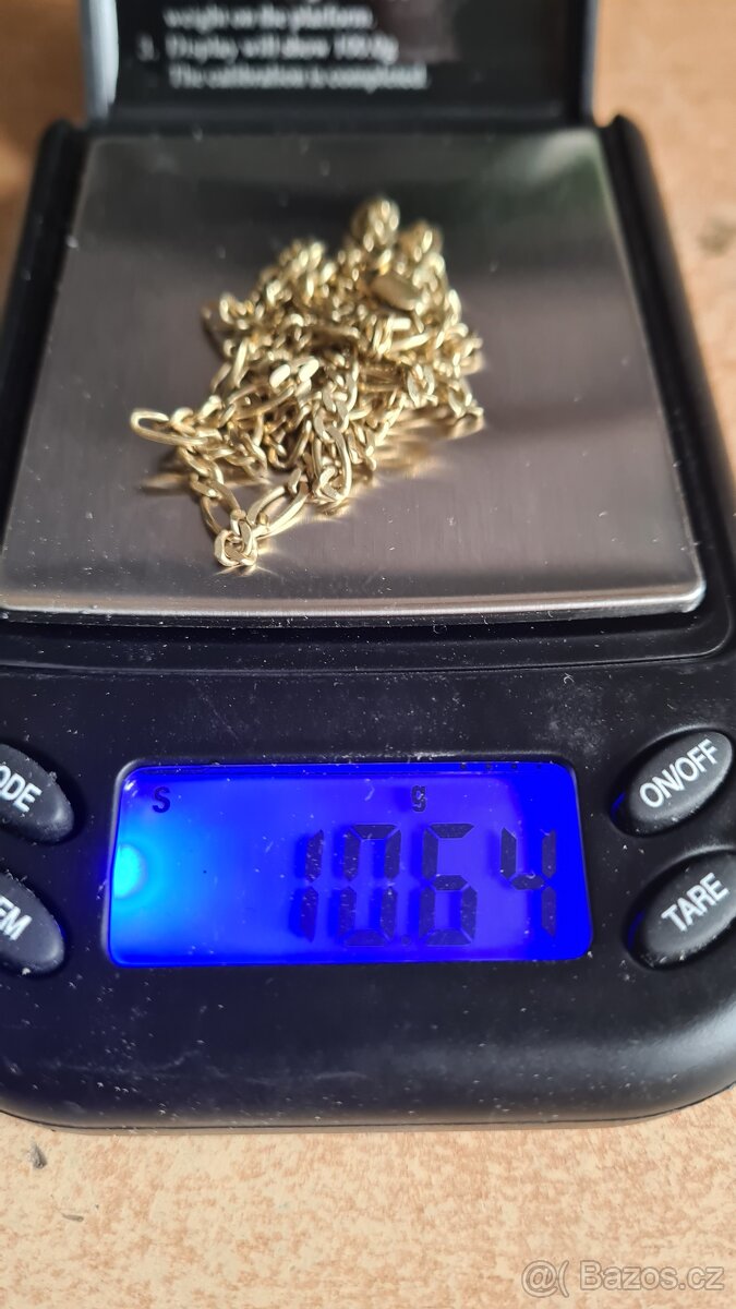 Zlatý řetízek 585/1000, 10,64g, 60cm