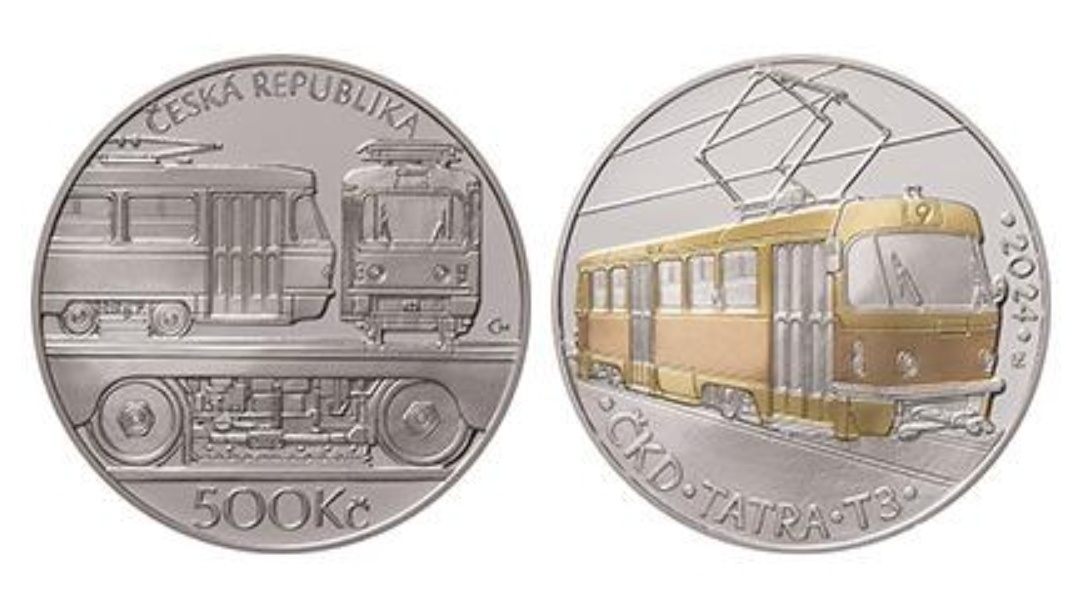 Stříbrná mince ČNB 500 Kč - Tramvaj ČKD Tatra T3 (PROOF)