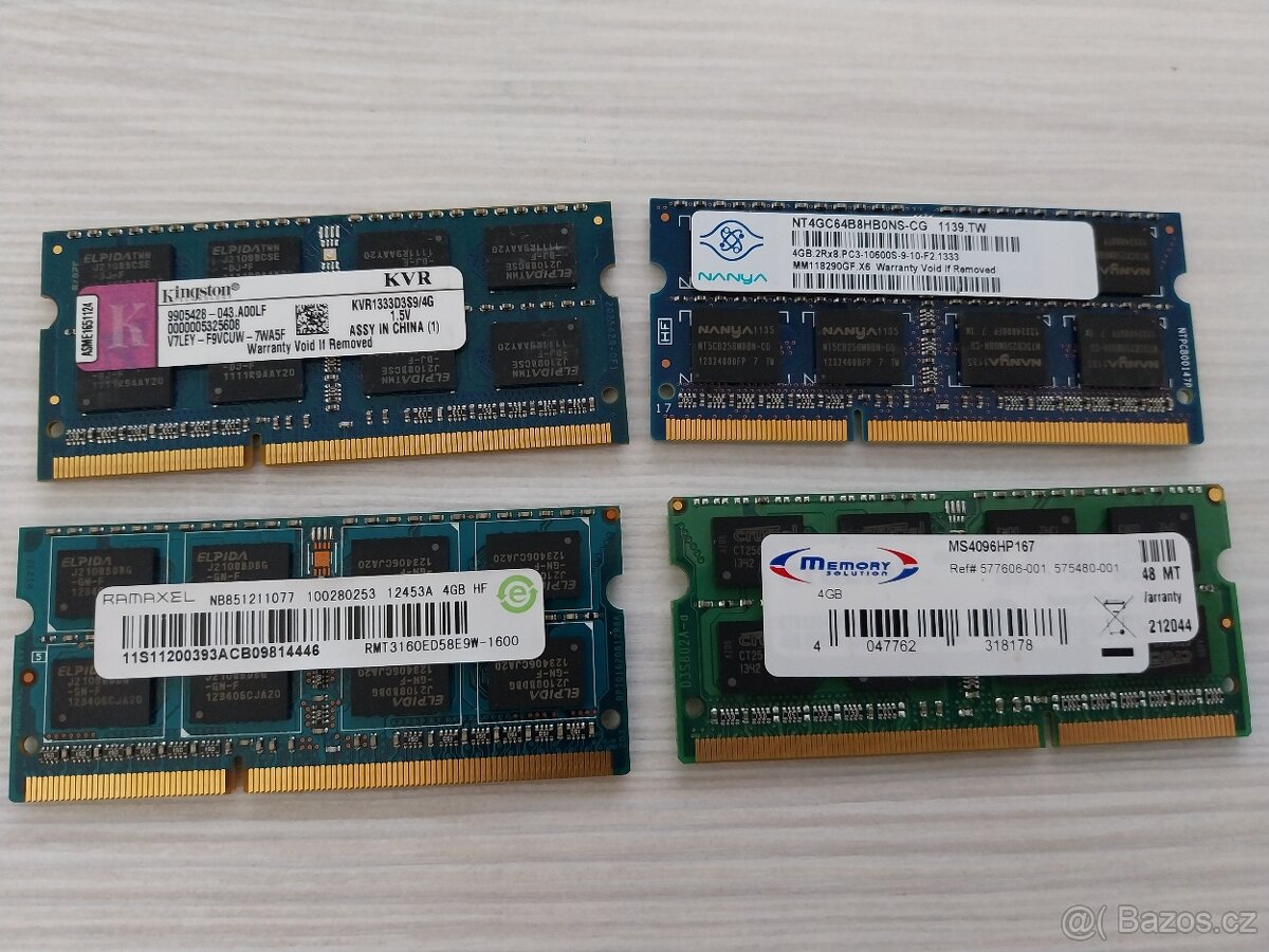 DDR3 4GB - různé značky