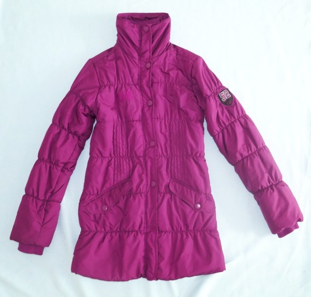 Fialová zimní prošívaná bunda, vel. 38, zn. C&A