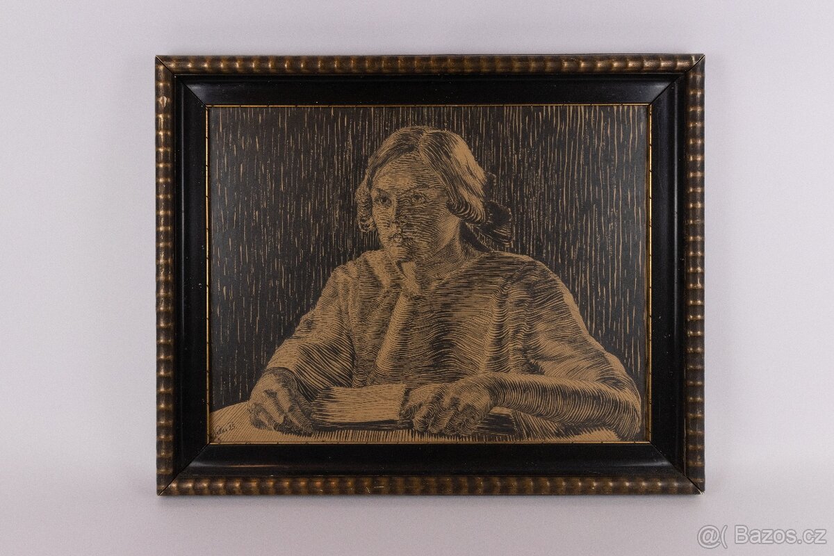 Nečas - Čtenářka, grafika 1925