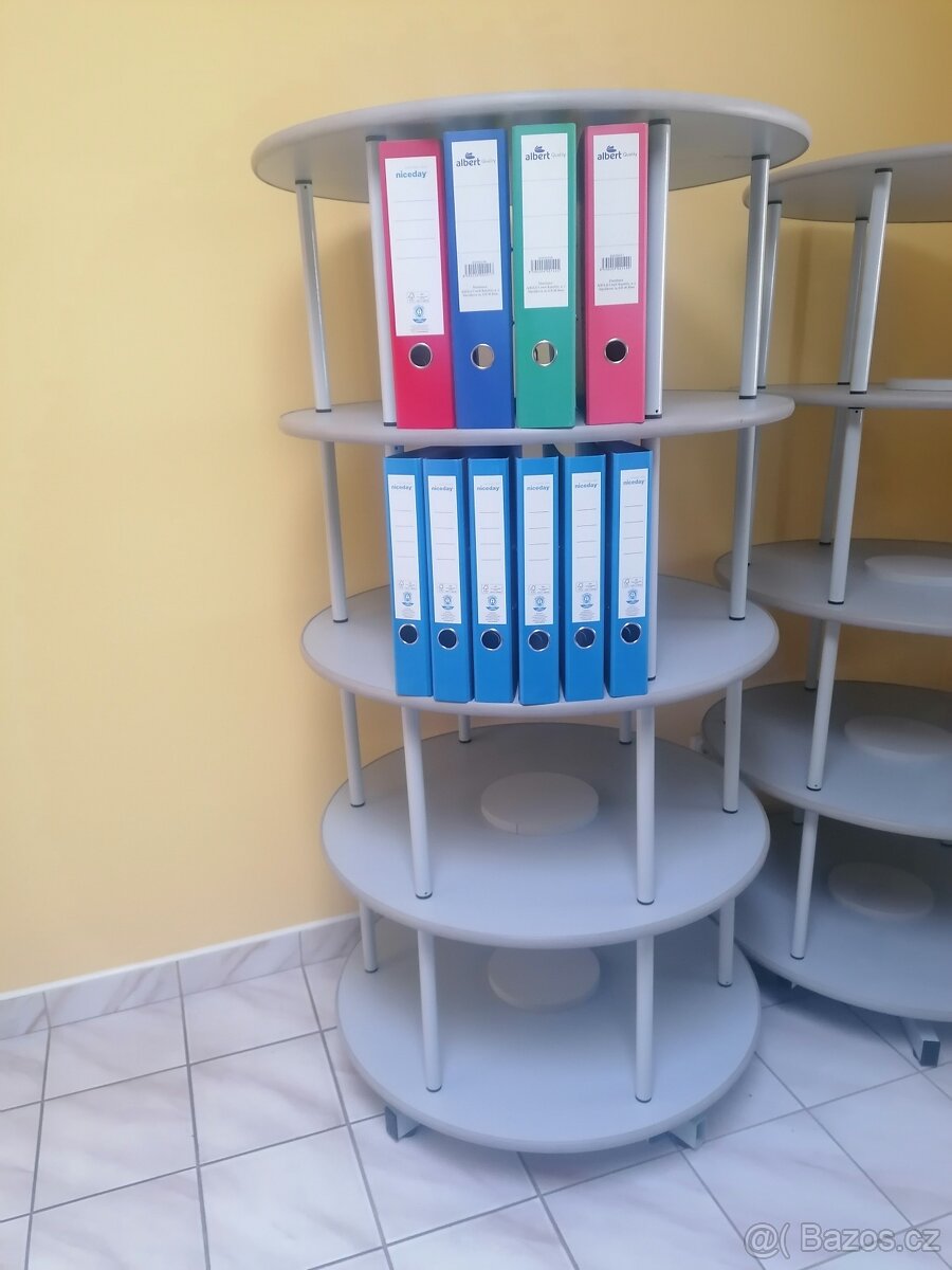 otočné regály, police na šanony, kolotoče