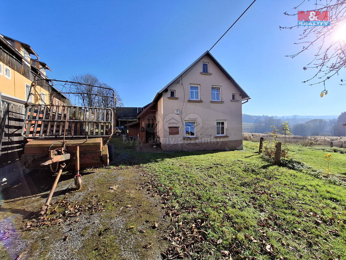 Prodej dvou domů s garáží a pole 54113 m2, Počátky u Kraslic