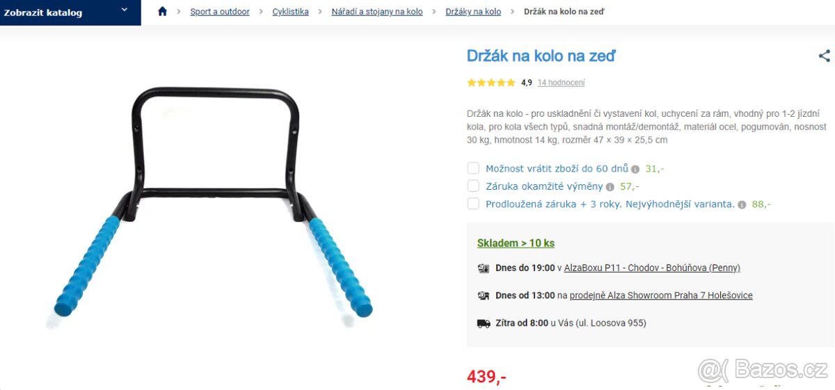 Držák na kolo na zeď
