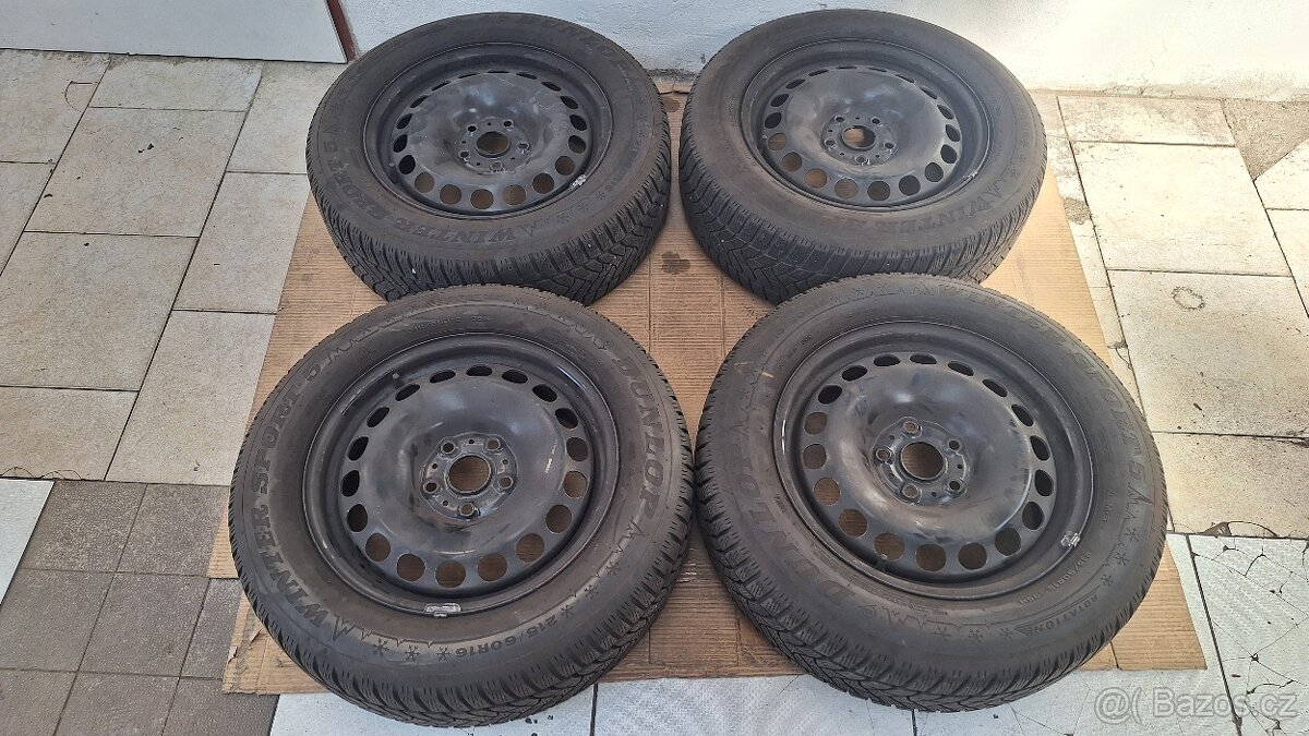 Sada disků VW 16" 5x112 zimní pneu 215/60 R16 4-7mm Passat