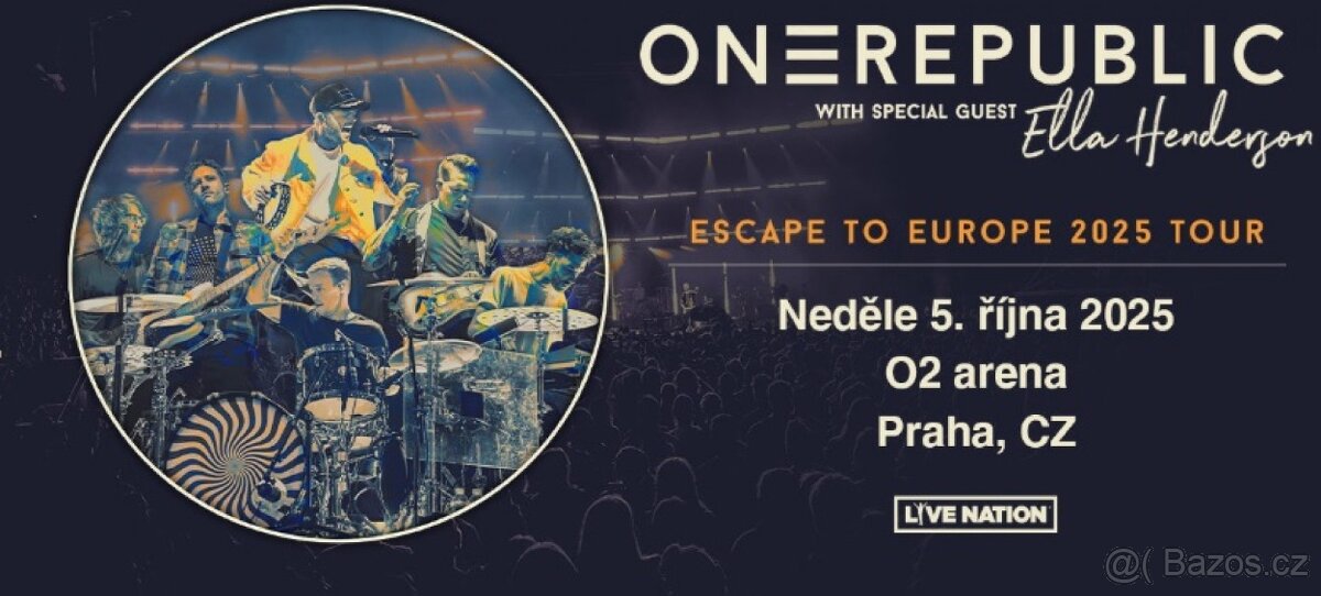 PRODÁM lístek na ONE REPUBLIC/ ONEREPUBLIC 5.10.2025 Praha