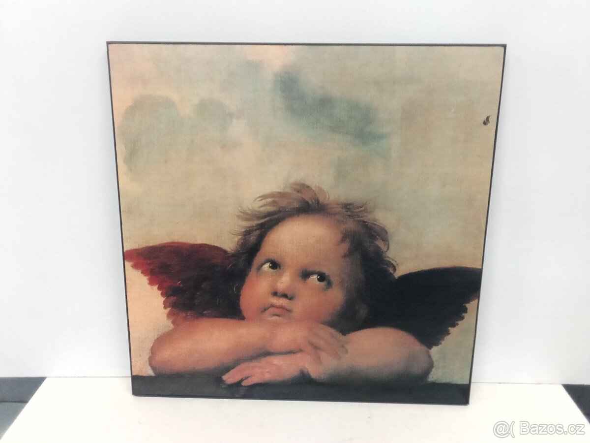 NOVÝ dřevěný obraz andělíček   nepoužité, originál balení