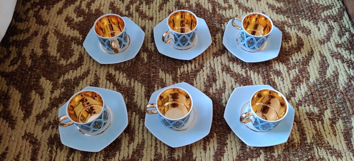 Porcelánová sada 6 šálků s podšálky
