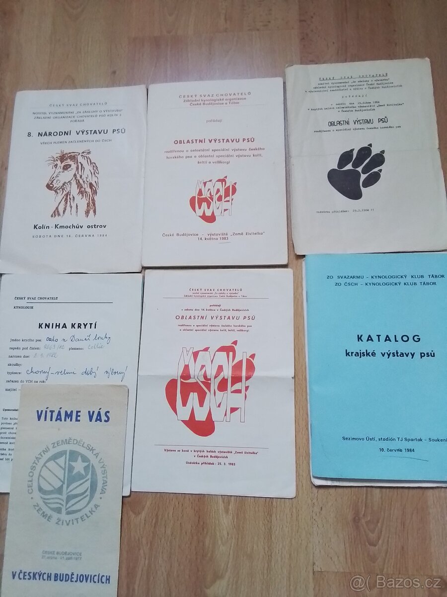 Staré katalogy výstav psů,krycí  knížka