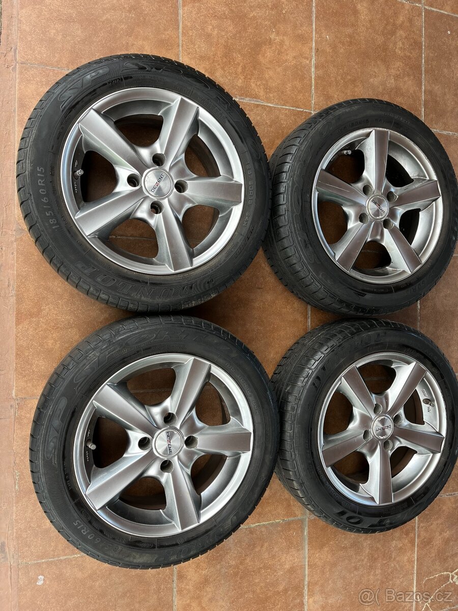 4x litá kola 4x108 R15, letní pneu