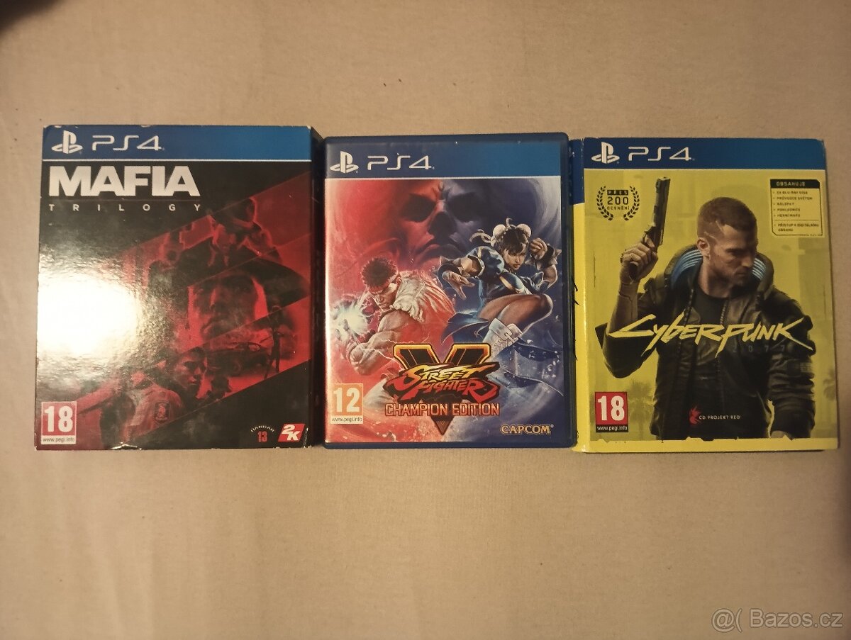 PS4 hry Mafia triology, Cyberpunk, Street fighter