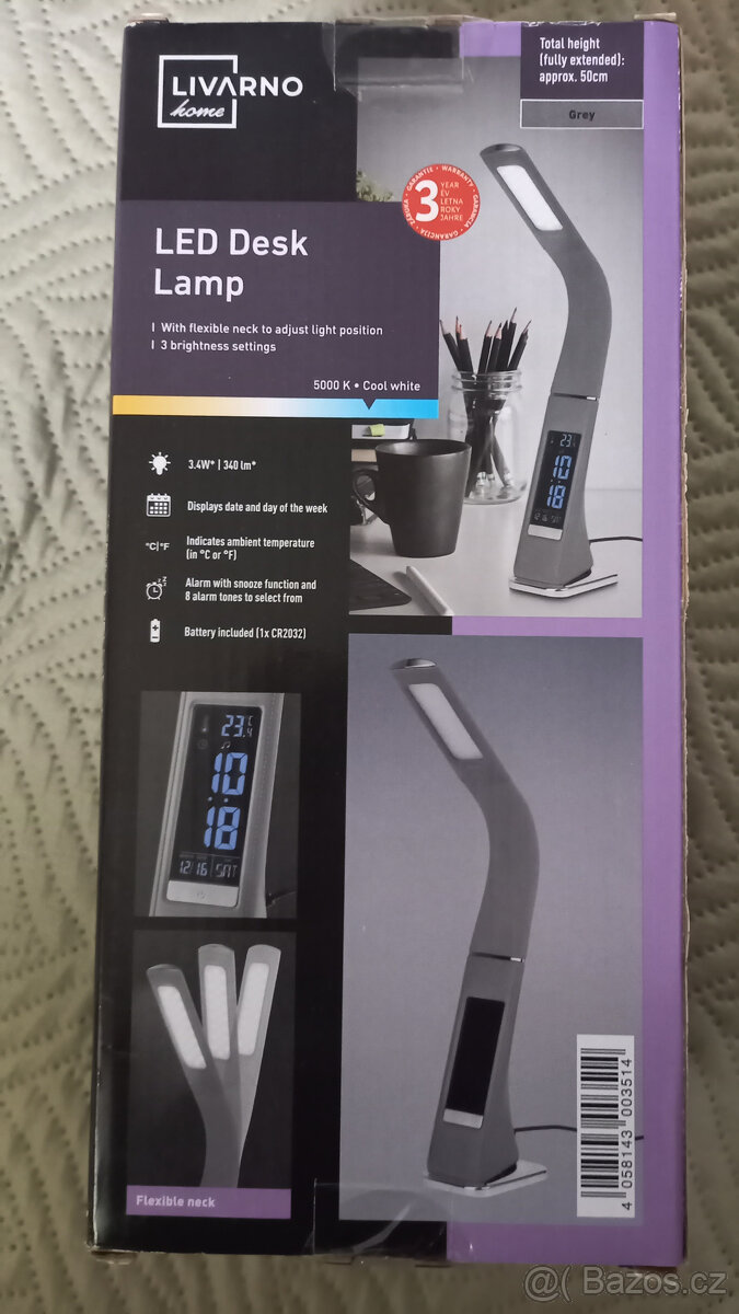 stolní LED lampa s hodinami , teplotou - nová