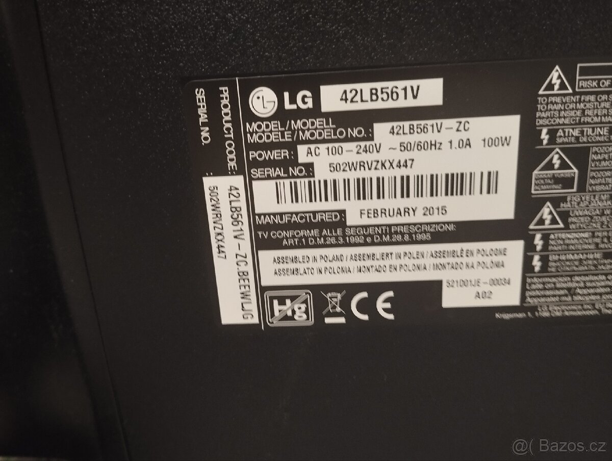 LG model 42LB561V