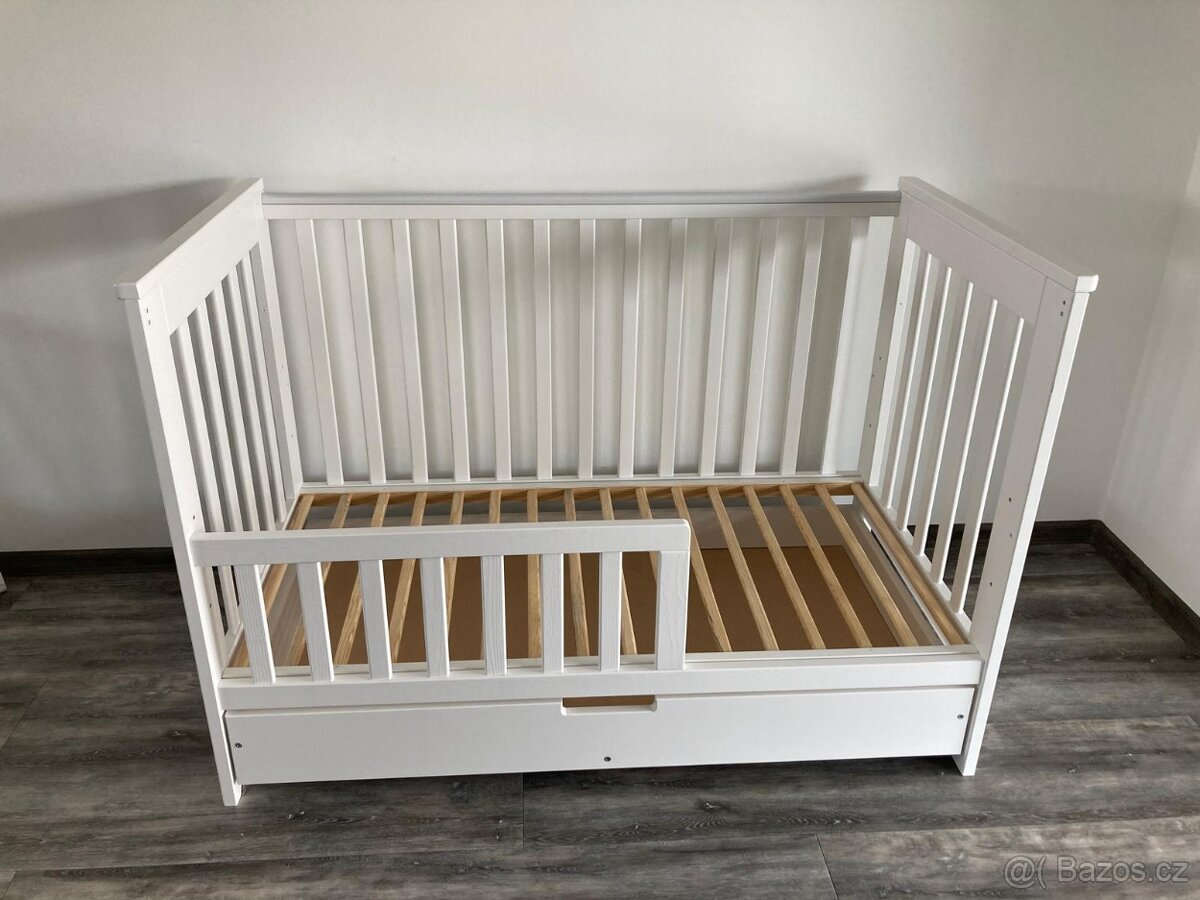 Klups dětská postýlka 120x60 cm se zábranou + matrace