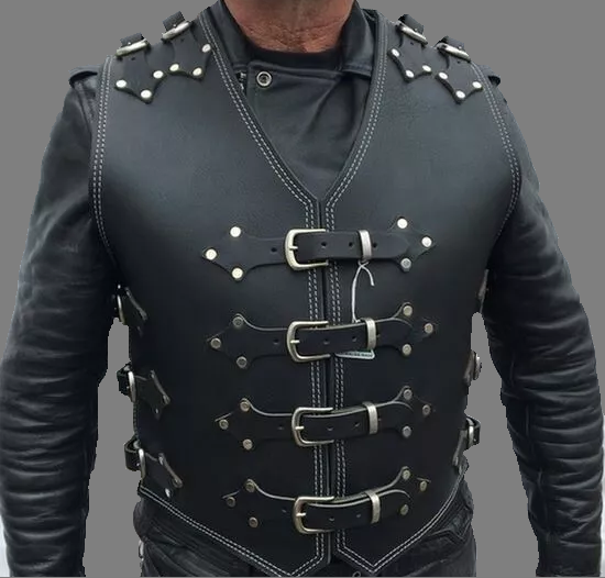 Moto Kožená Vesta Hrubá S Prackami