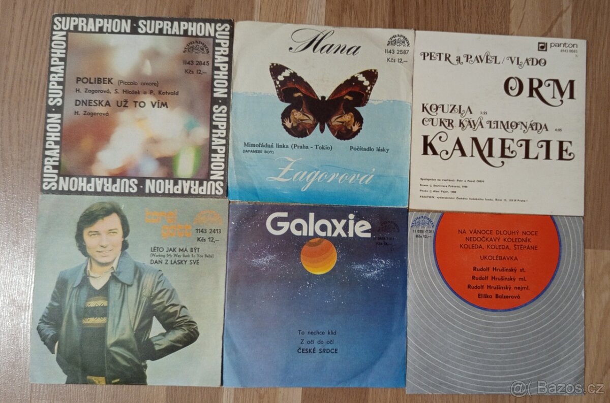 SP vinylové desky různých interpretů v perfektním stavu