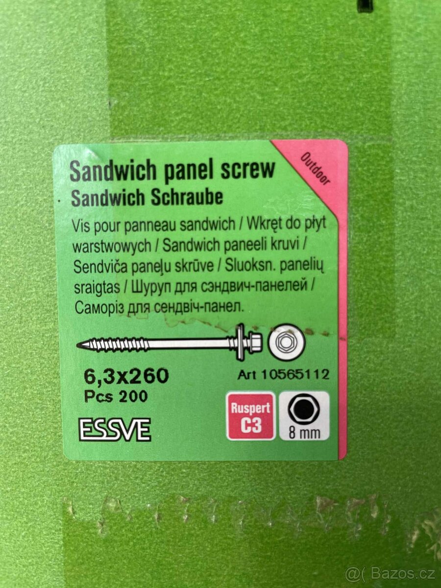 Šrouby /vruty samořezné do PUR panelu - dřeva 26 cm