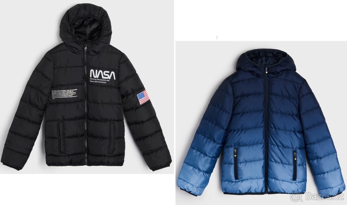 ☘️ 2x klučičí PŘECHODOVÁ BUNDA vel. 134 černá + modrá ☘️